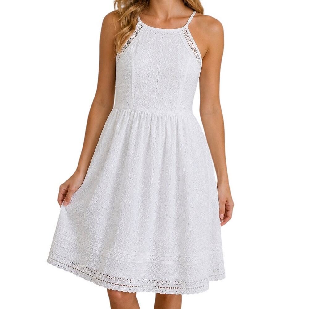 Altar'd State White Eyelet Lace Dress Small Boho Cottagecore Mini